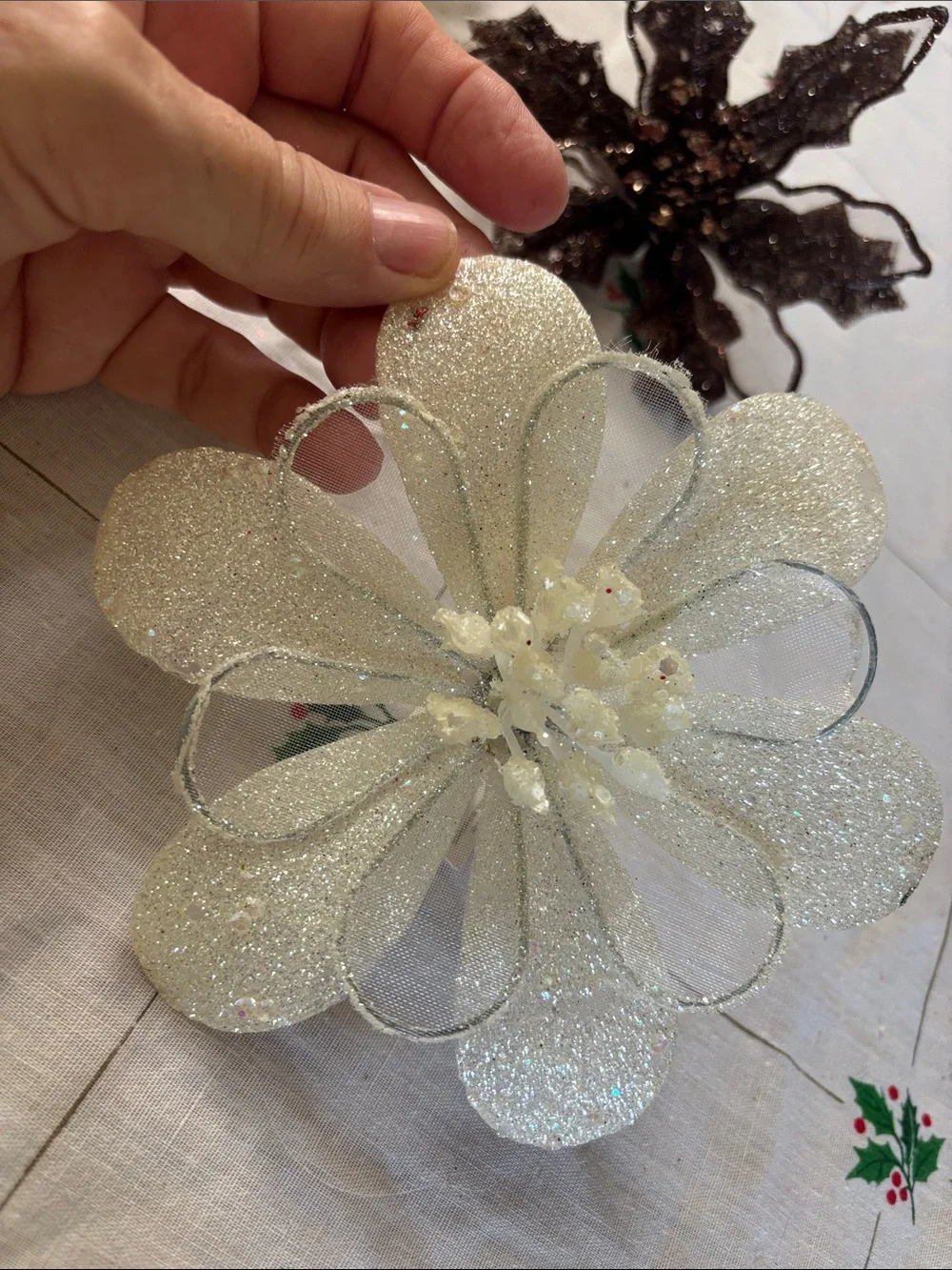 Home Accents Glitter Floral and Bird Clips- 4pcs.